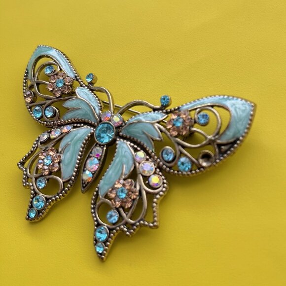 Bundle - Avon Rhinestone Butterfly Brooch, Aquamarine and Multicolor, 3x2 inches - Picture 9 of 9